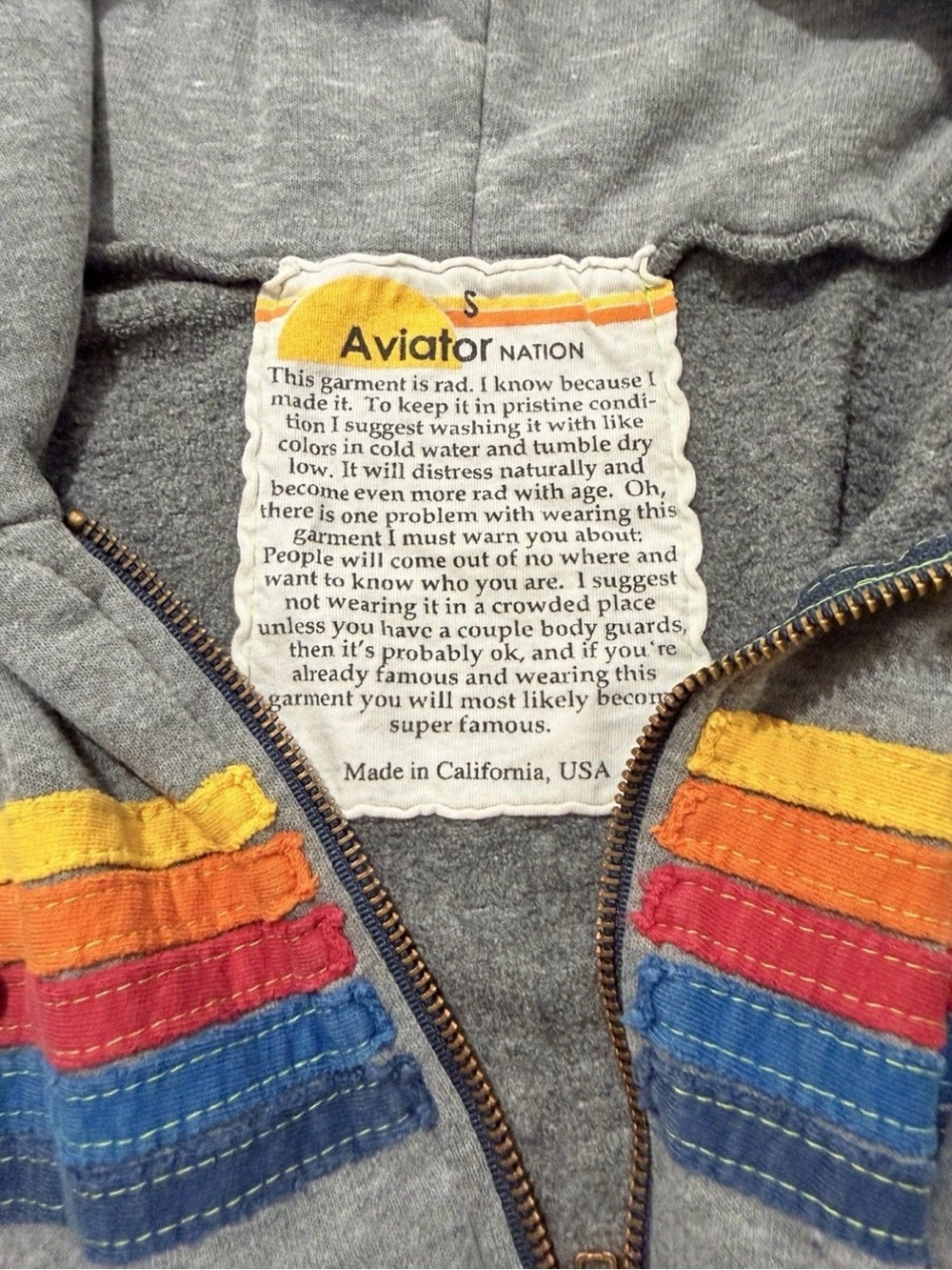 Aviator Nation 5 Stripe Rainbow
Sweat Set Gray Hoodie S Joggers L
Made in USA - Picture 3 of 9